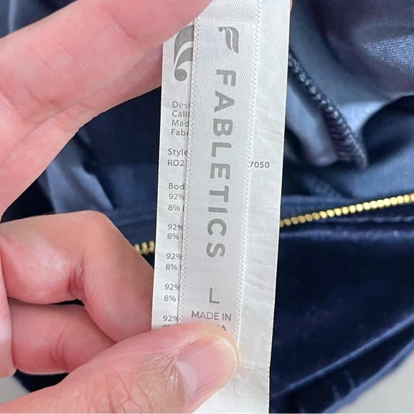 Fabletics Women's Navy Blue Velour Wide-Leg  Zip Front Jumpsuit Large Casual - Picture 4 of 14